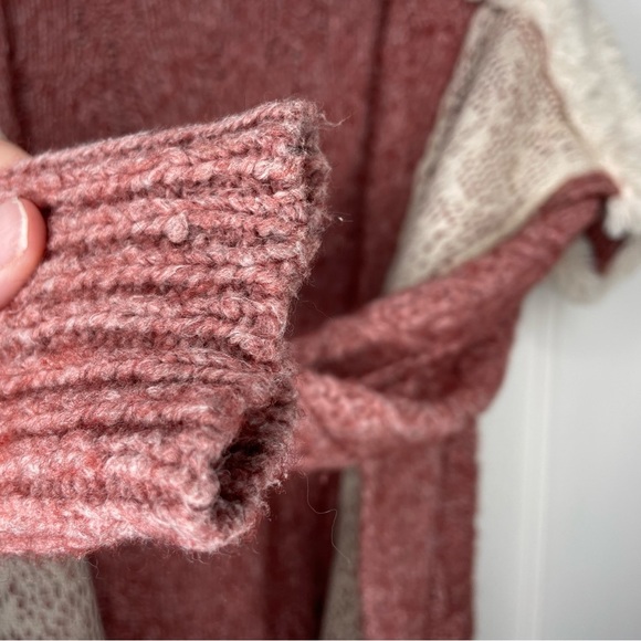 Sleeping On Snow Anthropologie Pink/Rose Knit Cardigan w/ Sherpa Collar Medium - Picture 11 of 14